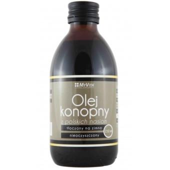 Myvita olej konopny z polskich nasion tłoczony na zimno nierafinowany 250ml cena 29,99zł
