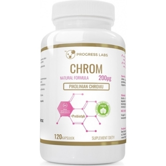 Chrom Pikolinian Chromu 200mcg 120 kapsułek Progress Labs data ważności 2024.06 cena 15,00zł