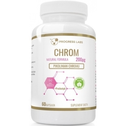Chrom Pikolinian Chromu 200mcg + Prebiotyk 60 Kapsułek Progress Labs cena 16,00zł