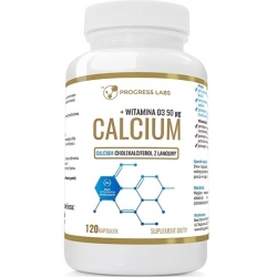 Calcium Wapń 1000mg + Witamina D3 50mcg 120 Kapsułek Progress Labs + próbki gratis  cena 19,99zł