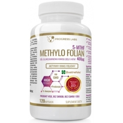 Aktywny Kwas Foliowy Methylo Folian 400mcg dla wegan 120kapsułek Progress Labs cena 29,00zł