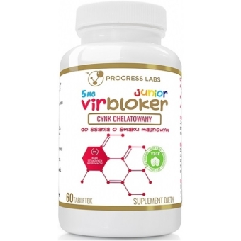 Virbloker Junior Cynk chelatowany 5 mg 60 tabletek do ssania o smaku malinowym Progress Labs cena 16,00zł