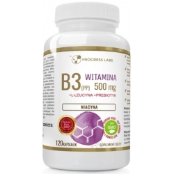 Niacyna Witamina B3 (PP) 500mg + Inulina dla Wegan 120kapsułek Progress Labs cena 28,90zł
