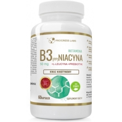 Niacyna Witamina B3 (PP) 50mg Kwas Nikotynowy+ Inulina 60kapsułek Progress Labs cena 13,00zł