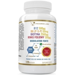 Modulator Homocysteiny Forte Witaminy B12 B6 Biotyna aktywny kwas foliowy 120kapsułek Progress Labs cena 39,00zł