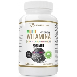 Multiwitamina Complex Men Witaminy Dla Mężczyzn ADEK B C + Prebiotyk 120 Kapsułek Progress Labs cena 47,00zł