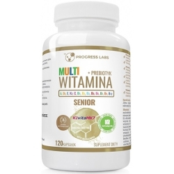 Multiwitamina Complex Senior Witamina B Complex ADEK Wit C + Prebiotyk 120 Kapsułek Progress Labs cena 40,00zł