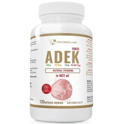 Witamina ADEK Complex A D3 E K2 MK-7 w oleju MCT 120 Kapsułek Progress Labs cena 65,89zł