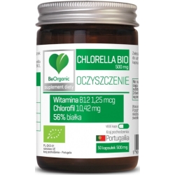 Chlorella BIO 500mg 50kapsułek BeOrganic cena 29,99zł