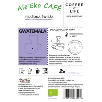 Ale'Eko CAFÉ Kawa Mielona Gwatemala BIO 250 g Coffee for Life cena 29,00zł