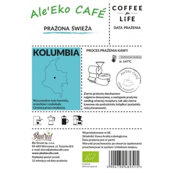 Ale'Eko CAFÉ Kawa Mielona Kolumbia BIO 250 g Coffee for Life cena 37,99zł