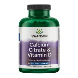 Swanson Cytrynian wapnia + Witamina D3 250tabletek cena 78,90zł