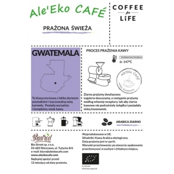 Ale'Eko CAFÉ Kawa Ziarnista Gwatemala BIO 1000 g Coffee for Life cena 115,90zł