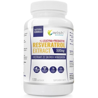 Wish Pharmaceutical Resveratrol Extract 500mg ekstrakt ze skórek winigron 120kapsułek cena 29,99zł