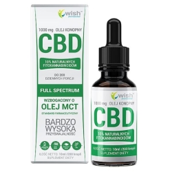 Olej konopny CBD 1000mg 10% fitokannabinoidów Full Spectrum certyfikowany Wish Pharmaceutical cena 109,90zł