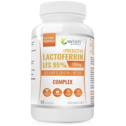 Laktoferyna 100mg LFS 95%Complex forte + prebiotyk vege 60kapsułek Wish Pharmaceutical cena 79,00zł