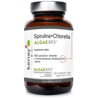 Spirulina+Chlorella ALGAEXP3 180tabletek Kenay cena 48,00zł
