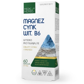 Medica Herbs Magnez Cynk Wit. B6 60kapsułek cena 19,95zł