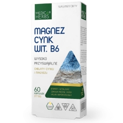 Medica Herbs Magnez Cynk Wit. B6 60kapsułek cena 18,99zł