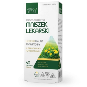 Medica Herbs Mniszek lekarski (Taraxacum officinale) 750mg 60kapsułek cena 21,95zł
