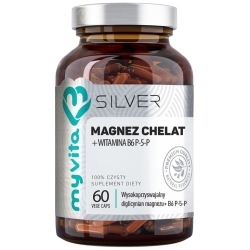 MyVita Silver Pure Magnez Chelat+witamina B6 P-5-P 60kapsułek cena 36,00zł