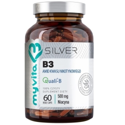Myvita Silver Pure Niacyna (witamina B3) Amid 500mg 60kapsułek cena 33,00zł