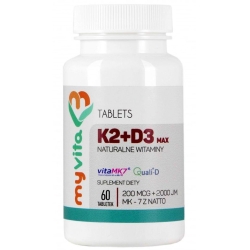 MyVita Witamina K2 Max 200mcg+ D3 2000IU 60tabletek cena 45,95zł