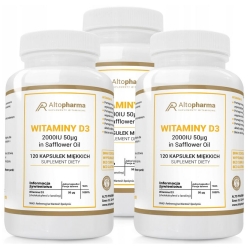 3 x Witamina D3 2000IU 50µg w oleju krokosza barwierskiego 120kapsułek miękkich Alto Pharma cena 60,00zł