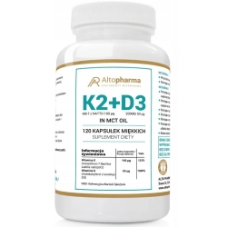 Witamina K2 Vita-MK7 7 100µg + D3 100µg 2000IU w oleju MCT 120kapsułek miękkich Vcaps Alto Pharma cena 42,99zł