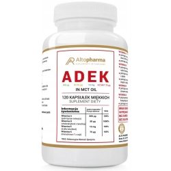 Witamina ADEK Complex A D3 E K2 MK-7 w oleju MCT 120kapsułek miękkich Alto Pharma cena 62,85zł