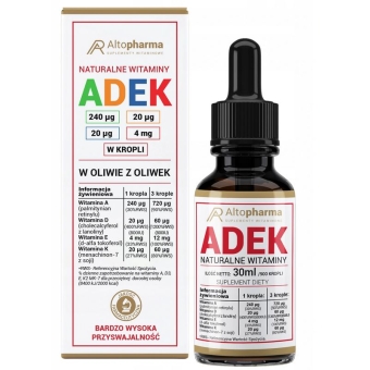 Naturalna witamina ADEK Forte w oleju z oliwek krople 30ml Alto Pharma cena 51,99zł