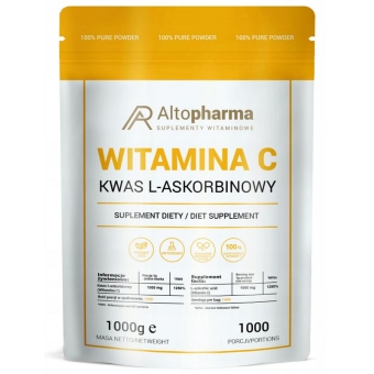 Witamina C kwas L-askorbinowy premium quality 1000mg 100% pure powder 1kg Alto Pharma cena 40,00zł