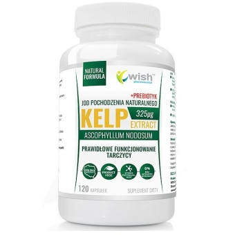 Wish Pharmaceutical Kelp Jod Naturalny 325mcg + Prebiotyk Vege 120kapsułek cena 31,99zł