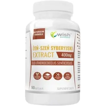 Wish Pharmaceutical Żeń Szeń Syberyjski 400mg ekstrakt 20:1 90kapsułek DATA: 11/2026 cena 32,00zł