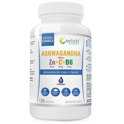 Ashwagandha + Cynk + Witamina C+ Witamina B6 120tabletek Wish Pharmaceutical cena 42,95zł