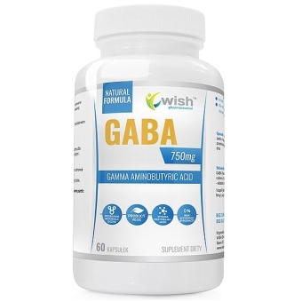GABA 750mg kwas gamma-aminomasłowy 60kapsułek Vcaps Wish Pharmaceutical cena 25,90zł