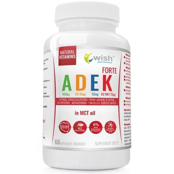 Witamina ADEK Complex A D3 E K2 MK-7 w oleju MCT 60kapsułek Wish Pharmaceutical cena 38,99zł