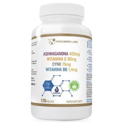 Ashwagandha + Cynk + Witamina C+ Witamina B6 120tabletek Progress Labs cena 42,95zł