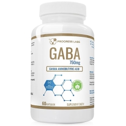 GABA 750mg kwas gamma-aminomasłowy 60kapsułek Vcaps Progress Labs cena 25,90zł