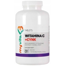 MyVita Witamina C 1000mg + Cynk + Dzika Róża + Bioflawonoidy 250tabletek cena 46,90zł