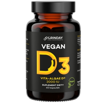 Grinday Vegan D3 witamina D3 2000IU z alg morskich 60kapsułek cena 64,90zł