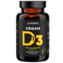 Grinday Vegan D3 witamina D3 2000IU z alg morskich 60kapsułek cena 64,90zł