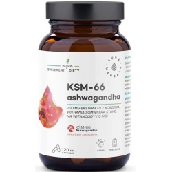Aura Herbals Ashwagandha KSM-66 Korzeń 200mg 120kapsułek cena 40,50zł