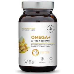 Aura Herbals Omega+ Witamina A + D3 + Czosnek 60kapsułek miękkich cena 26,91zł