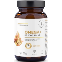 Aura Herbals Omega+ Witamina D3 2000 IU + K2 60kapsułek cena 43,50zł