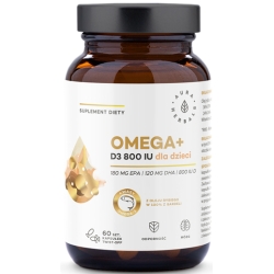 Aura Herbals Omega+ Witamina D3 800 IU dla dzieci 60kapsułek cena 21,16zł