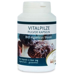 Grzyby agaricus blazei (Pieczarka brazylijska) BIO 620mg 100kapsułek Pilze Wohlrab cena 98,00zł