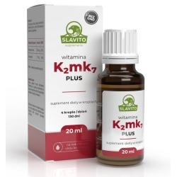 Witamina K2MK7 200 mcg + witamina E 15mg w oleju konopnym 20ml Slavito + próbki gratis cena 108,90zł