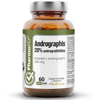 Andrographis 20% andrografolidów Clean Label 60kapsułek Pharmovit cena 42,90zł