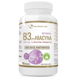 Niacyna Witamina B3 (PP) 500mg + Prebiotyk 60 kapsułek Progress Labs cena 20,00zł